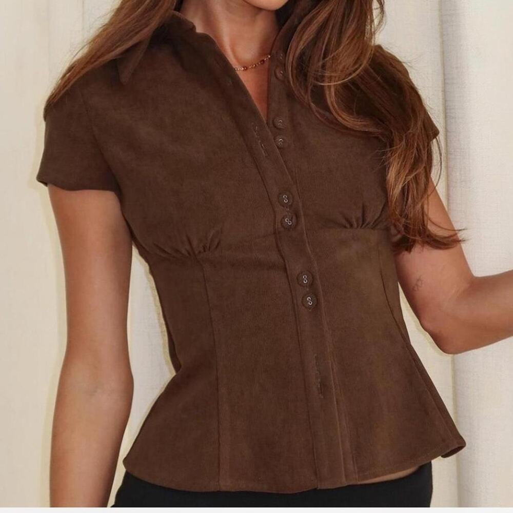 Princess polly brown corduroy button
